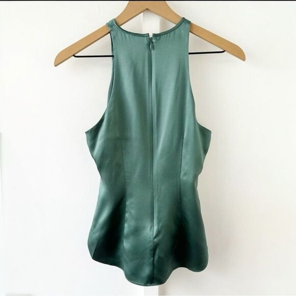 Cinq à Sept Amari Silk Top Sleeveless Twist Front Size Medium Green - Picture 4 of 12
